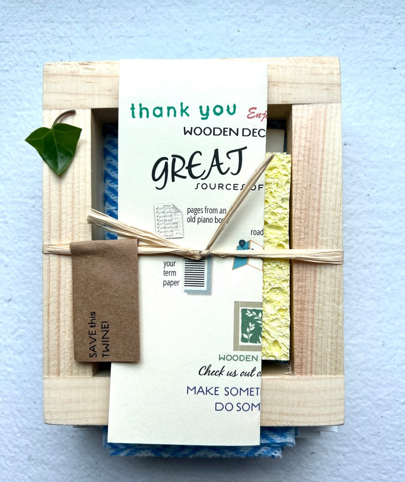 A close up of the handmade paper kit.
