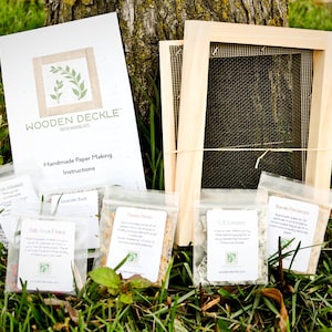 Paper Making Kit: Original 5x7&quot; - Kit for Handmade Paper by Wooden Deckle - A7 - Papermaking by Recycling Used Paper - Make Your Own Paper