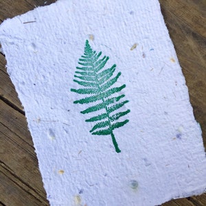 Hand stamped fern on flower seed paper
