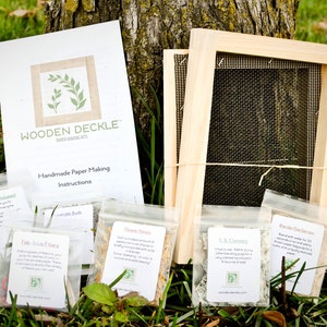 WoodenDeckle papermaking kit for making handmade paper and stationary by recycling paper.