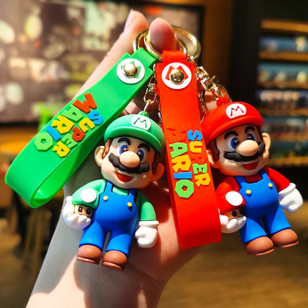 Super Mario Keychain Game Mario Bros Luigi Mushroom Keychain Cute Cartoon Doll Keychain Backpack Keychain Gifts