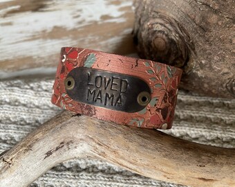 Leather Word Cuff---Weathered Leather- -7 Inch Wrist-XL