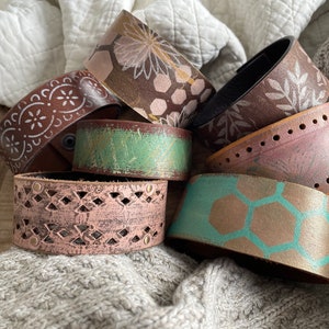 Distressed Leather Cuffs-Chose Your Own Words and Size- Chippy Paint Love---Word Cuff-7 Choices of Leather