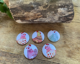 Button Magnet Sets- Chickens-Message Board-Fridge Magnets-Little Details Gifts