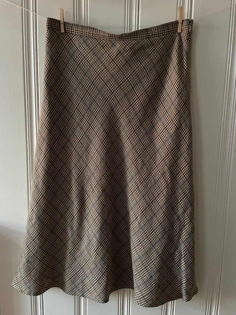 Vintage Plaid Maxi Skirt-Retro Wool Acrylic Blend-Plus Size image 1