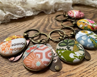 Little Quilt Keychains- Key Fob- Keyring- Fabric Buttons-Words of Encouragement-Speak Truth-Gifts of Encouragement-Daily Reminders