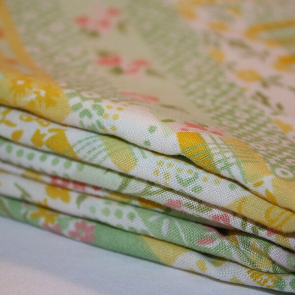 Springtime Patchwork-  Reclaimed Vintage Bed Linens Fabric