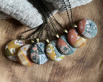 Little Quilts Necklaces-7 Design Options-The Littlest of Details-Stitched Buttons