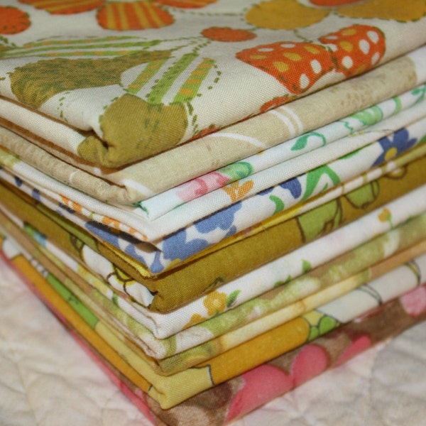 32 Reclaimed Bed Linen Quilt Squares-12 Inch- Garden