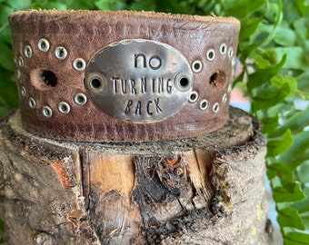 Leather Word Cuff-I Have Decided to Follow Jesus-Word Cuff-Weathered Leather-XL