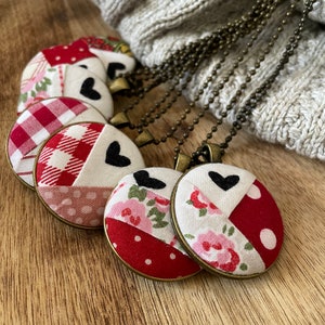 Valentines Quilt Necklaces-7 Design Options-The Littlest of Details-Stitched Buttons