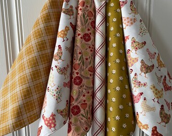 Chicken Cloth Napkins-Boutique Prints-Cotton Napkins- Set of 6
