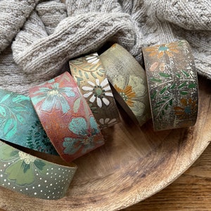 Painted Leather Cuffs-Chose Your Own Words and Size- Artisan Collection-Chippy Paint Love---Word Cuff-6 Choices of Leather