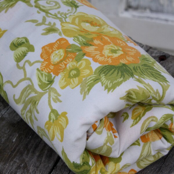 Vintage Bed Sheet-Citrus Bouquets