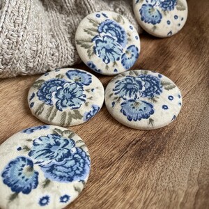 Button Magnet Set-Vintage Blue Florals-Message Board-Fridge Magnets-Little Details Gifts image 3