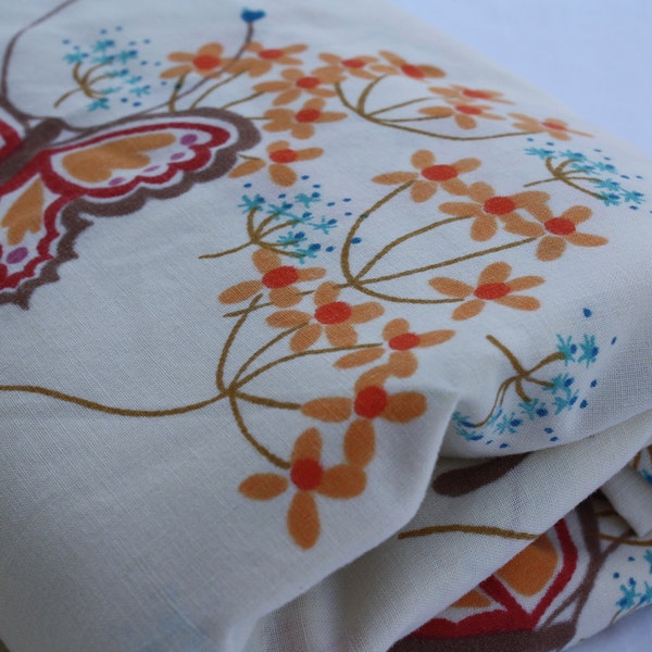 Vintage Flat Sheet-Butterflies-Uncut-Full Flat