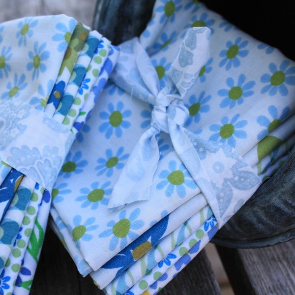 Reclaimed Vintage Bed Linens Fat Quarter Bundle-An Ocean Garden