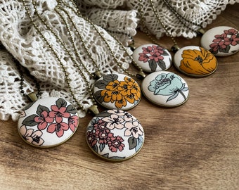 Cottage Floral Necklace-Floral Pendant-Garden Jewelry
