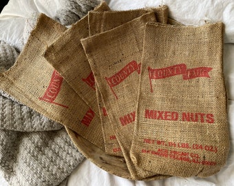 Vintage Burlap Bag-Mixed Nuts-County Fair-Collection of 5