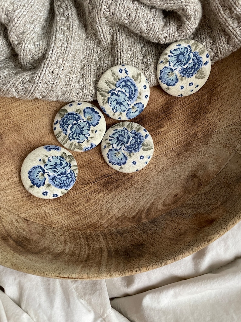 Button Magnet Set-Vintage Blue Florals-Message Board-Fridge Magnets-Little Details Gifts image 2