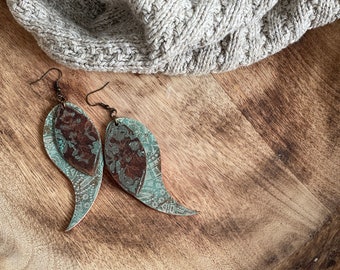 Leather Wing Earrings-Remnants Collection-Dramatic Wings-Boho Earrings-Tattered Wings