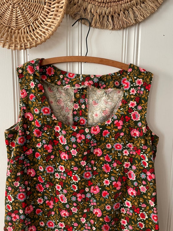 Vintage Corduroy Dress-Flower Power-Hand Made