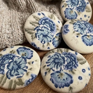 Button Magnet Set-Vintage Blue Florals-Message Board-Fridge Magnets-Little Details Gifts image 1