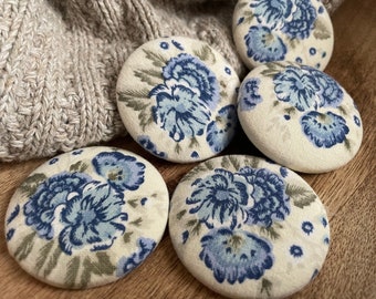 Button Magnet Set-Vintage Blue Florals-Message Board-Fridge Magnets-Little Details Gifts