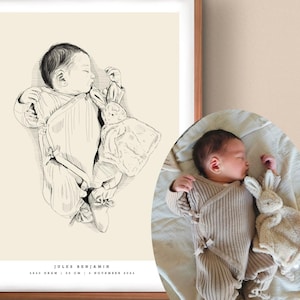 Individuelles Geburtsposter im Maßstab 1:1 , handgezeichnetes Geburtsposter, Babyzeichnung, Geburtsposter, Babyposter, individuell gestaltetes Geburtsposter, Kinderzimmerkunst