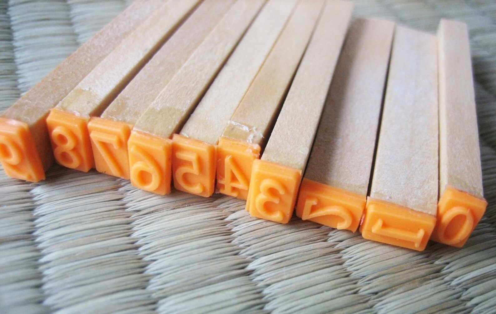 10 number stamps in a wooden box Etsy