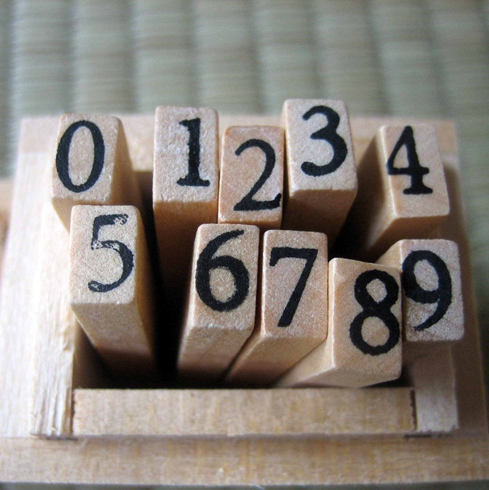 10 number stamps in a wooden box Etsy