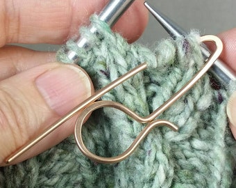 Bronze Cable Needle, Clip Stitch Holder, Marker Keeper, Handmade Multipurpose Knitting Tool