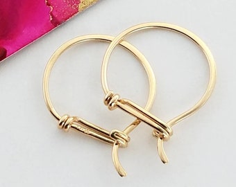 Small 14k Gold Hoop Earrings, Minimalist Solid Gold Earring Hoops, Everyday Earrings, 14k Yellow Gold