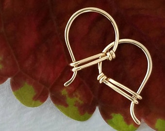 Tiny 14k Gold Hoop Earrings, Solid Gold Everyday Earring Pair, 14k Yellow Gold