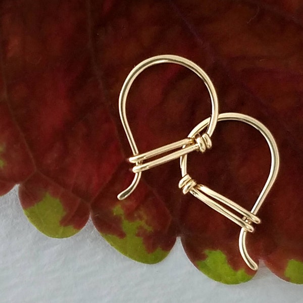 Tiny 14k Gold Hoop Earrings, Everyday Earring Pair, Solid 14k Yellow Gold, Delicate 21ga, 8mm inside diameter