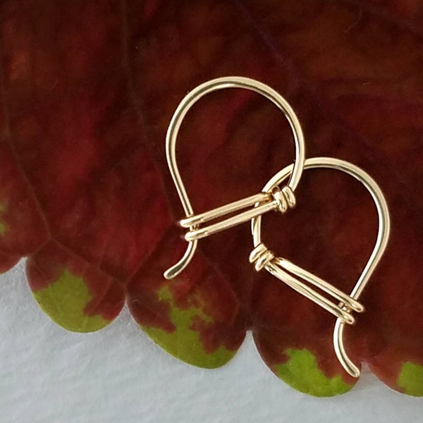 Tiny 14k Gold Hoop Earrings, Solid Gold Everyday Earring Pair, 14k Yellow Gold