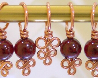 Garnet Stitch Marker Set, January Birthstone, Gift for Knitters, US10