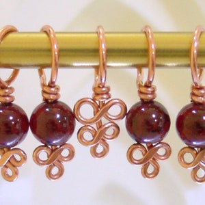 Garnet Stitch Marker Set, January Birthstone, Gift for Knitters, US10