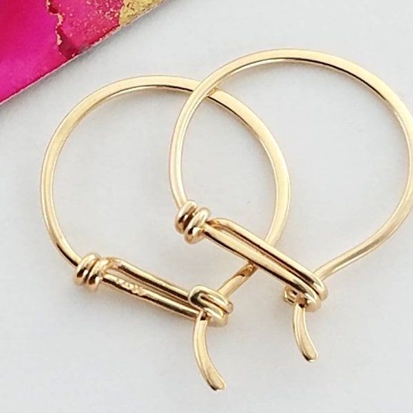 Small 14k Gold Hoop Earrings, Minimalist Solid Gold Earring Hoops, Everyday Earrings, 14k Yellow Gold