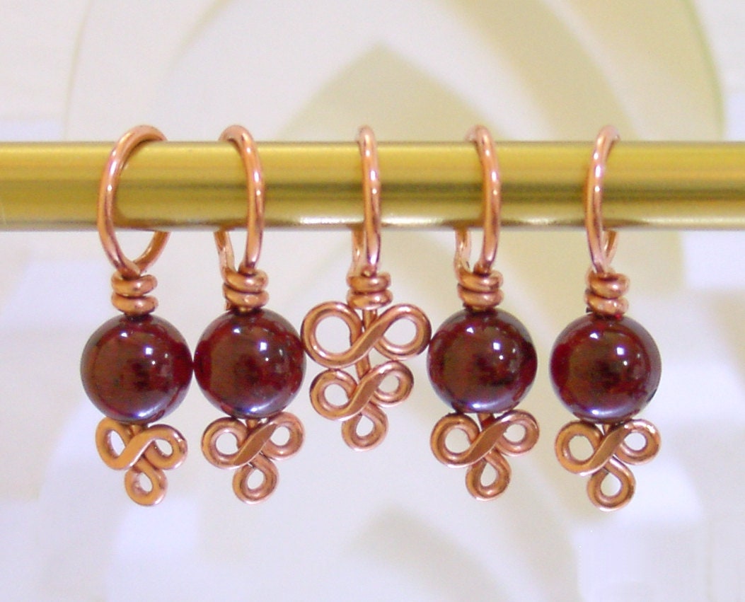 Garnet Stitch Marker Set, January Birthstone, Gift for Knitters, US10