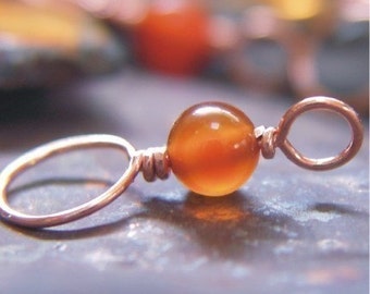 Copper and Carnelian Stitch Markers - Set of 4 Dual Duty