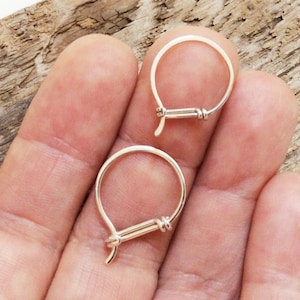 Small Sterling Hoop Earrings Hook with a Tail Design Sterling Silver Hoop Earrings 20ga or 18ga, Gifts Under 50 image 3