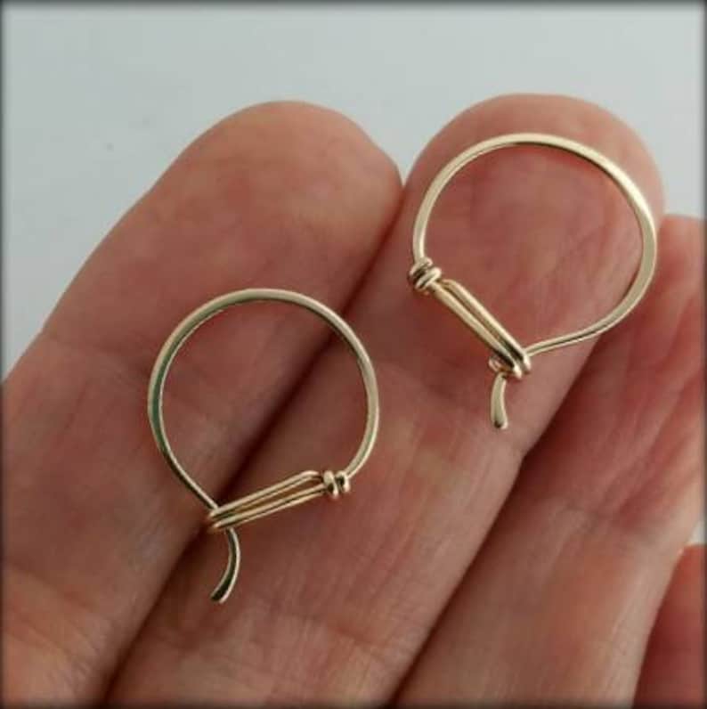 Small 14k Gold Hoop Earrings, Minimalist Solid Gold Earring Hoops, Everyday Earrings, 14k Yellow Gold image 2