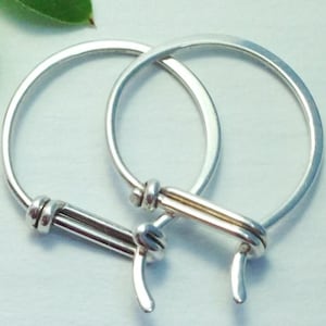 Small Sterling Hoop Earrings Hook with a Tail Design Sterling Silver Hoop Earrings 20ga or 18ga, Gifts Under 50 image 1