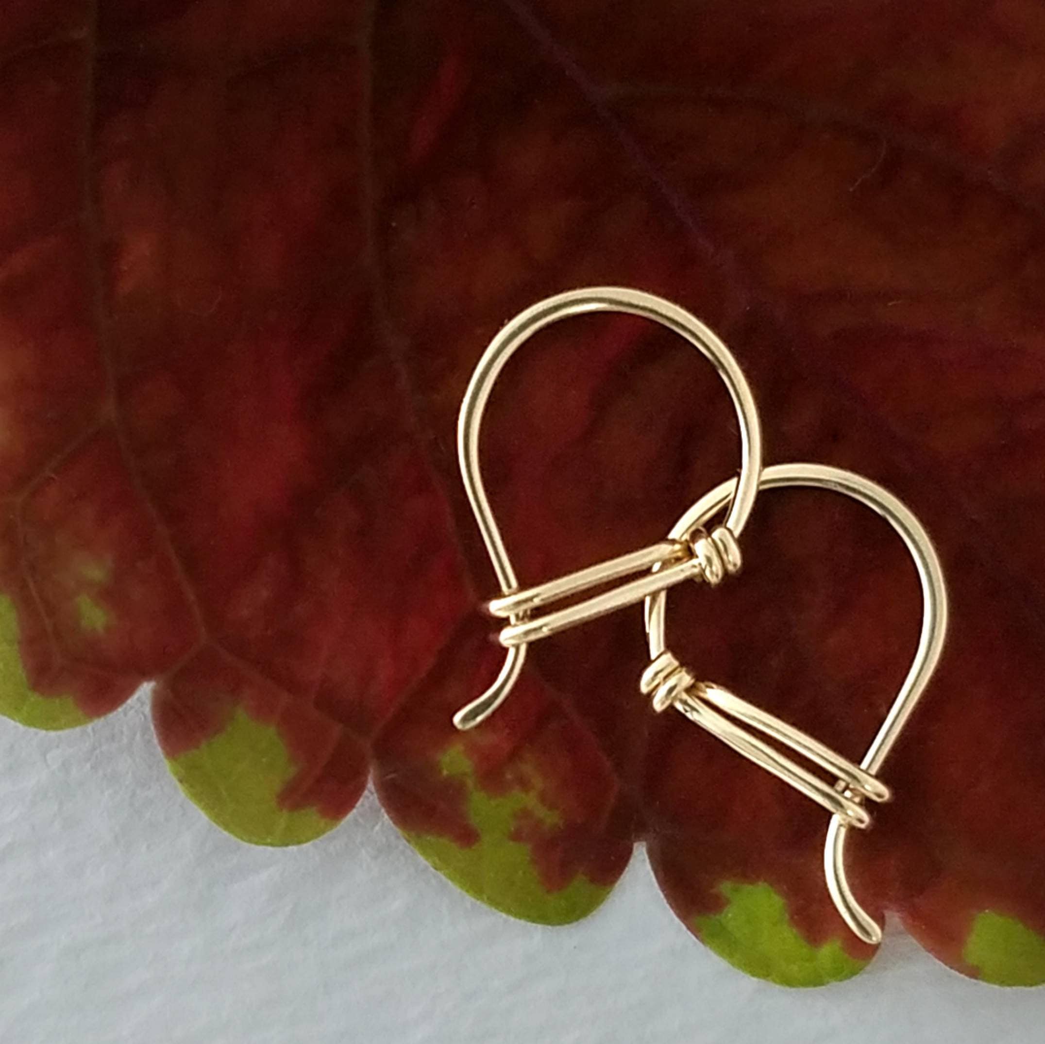 Tiny 14k Gold Hoop Earrings, Everyday Earring Pair, Solid 14k Yellow Gold, Delicate 21ga, 8mm inside diameter