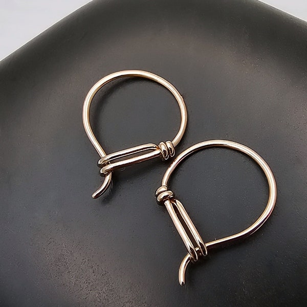 14k Gold Tiny Hoop Earrings, 10mm Inside Diameter, Solid 14k Yellow Gold Everyday Earring Pair