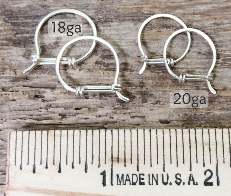 Small Sterling Hoop Earrings Hook with a Tail Design Sterling Silver Hoop Earrings 20ga or 18ga, Gifts Under 50 image 2