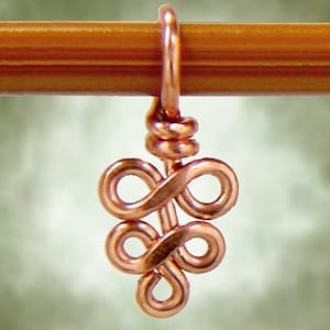 Knitting Stitch Marker Elegant Swirls in Copper or Brass - Sized and Made to Order - US3 to US11