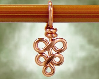 Knitting Stitch Marker Elegant Swirls in Copper or Brass - Sized and Made to Order - US3 to US11