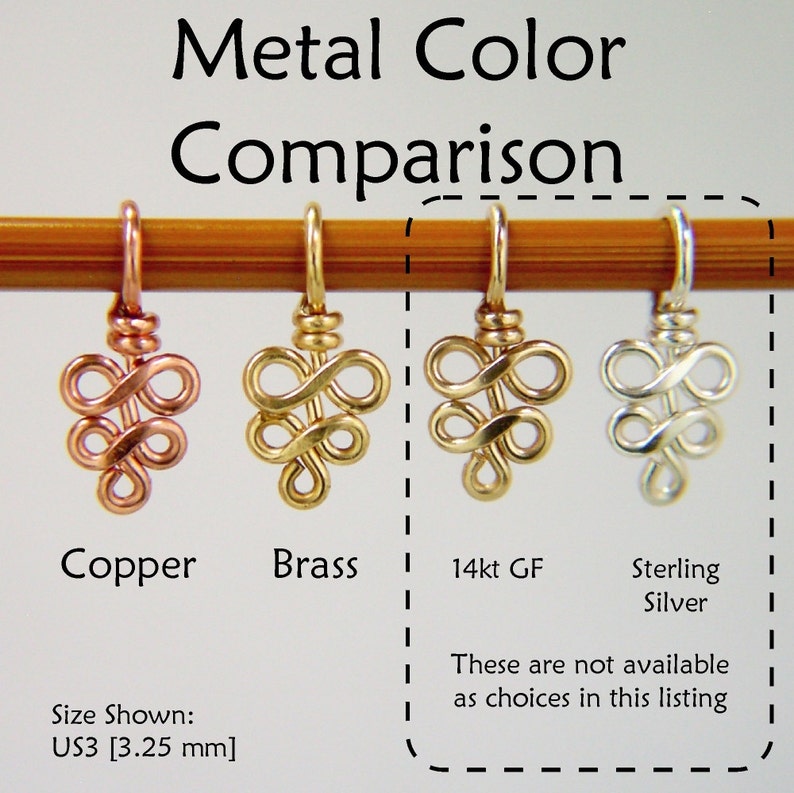 Knitting Stitch Marker Copper or Brass Elegant Swirls Sized Etsy